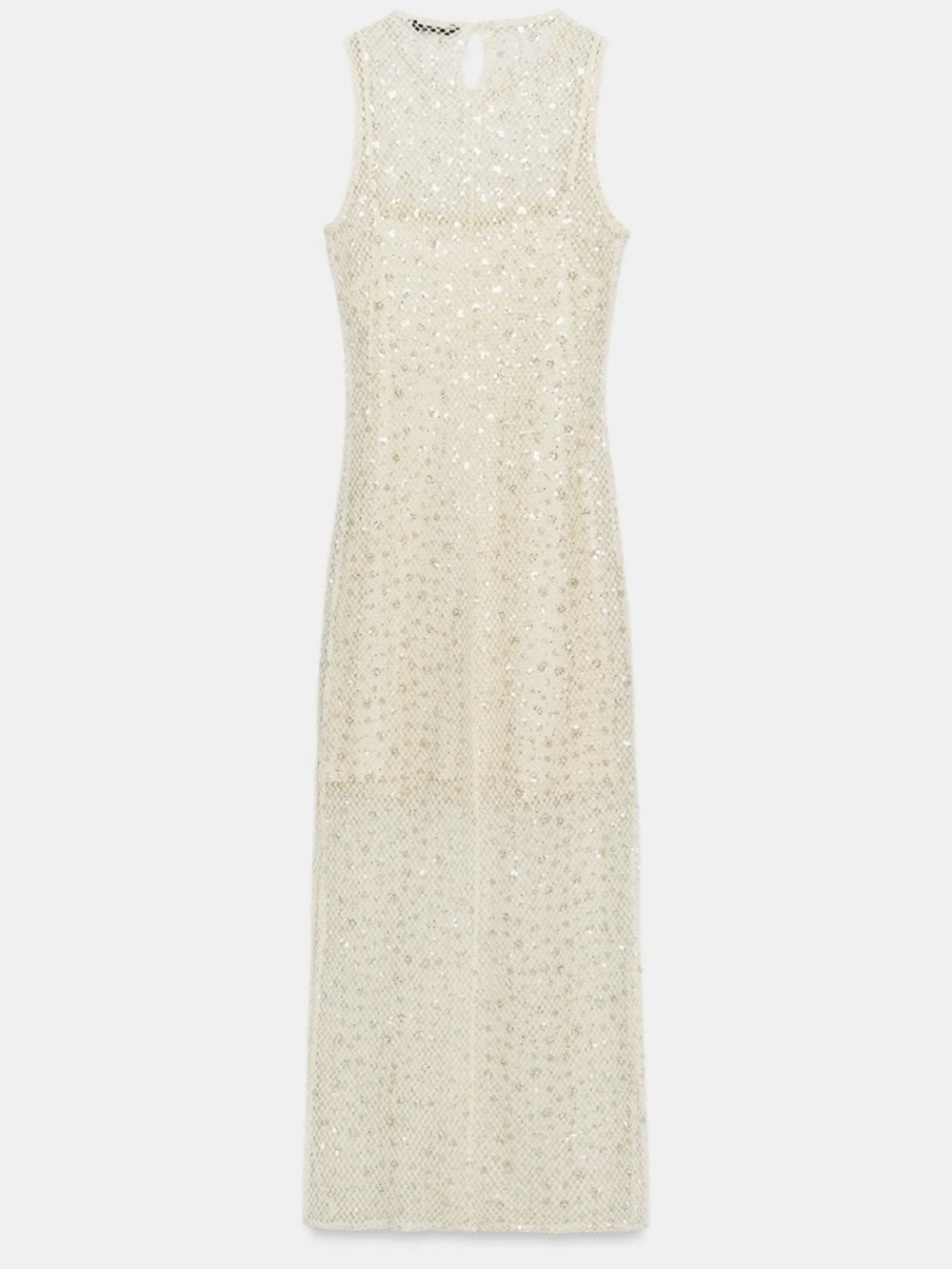 Zara Sheer Beaded Maxi Dress in Champagne - Picture 2 of 5